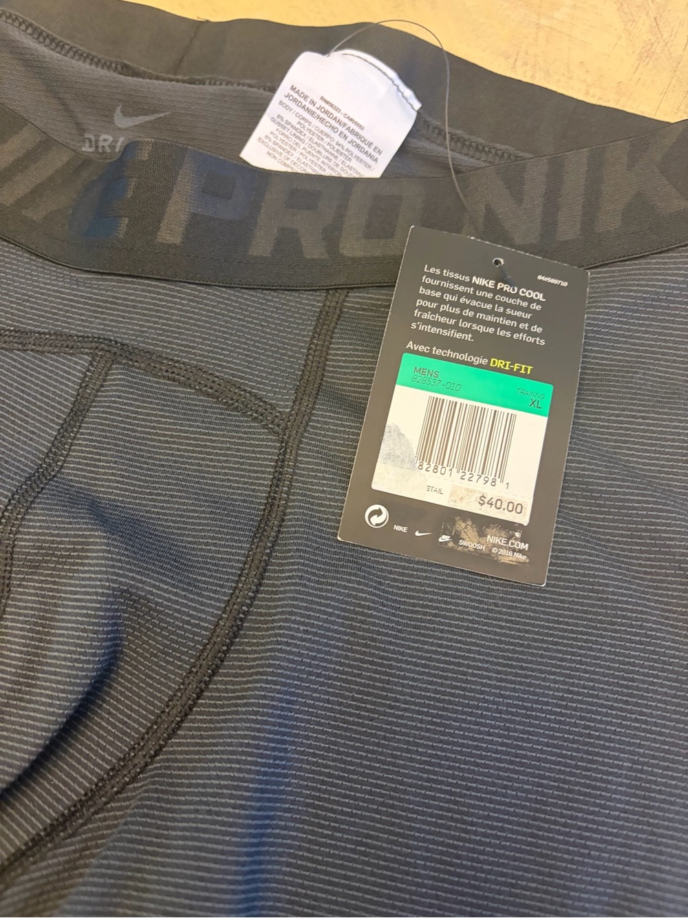Mens Nike Pro Combat Leggings Compression Pants Black/Gray Size XL NWT - Picture 5 of 8
